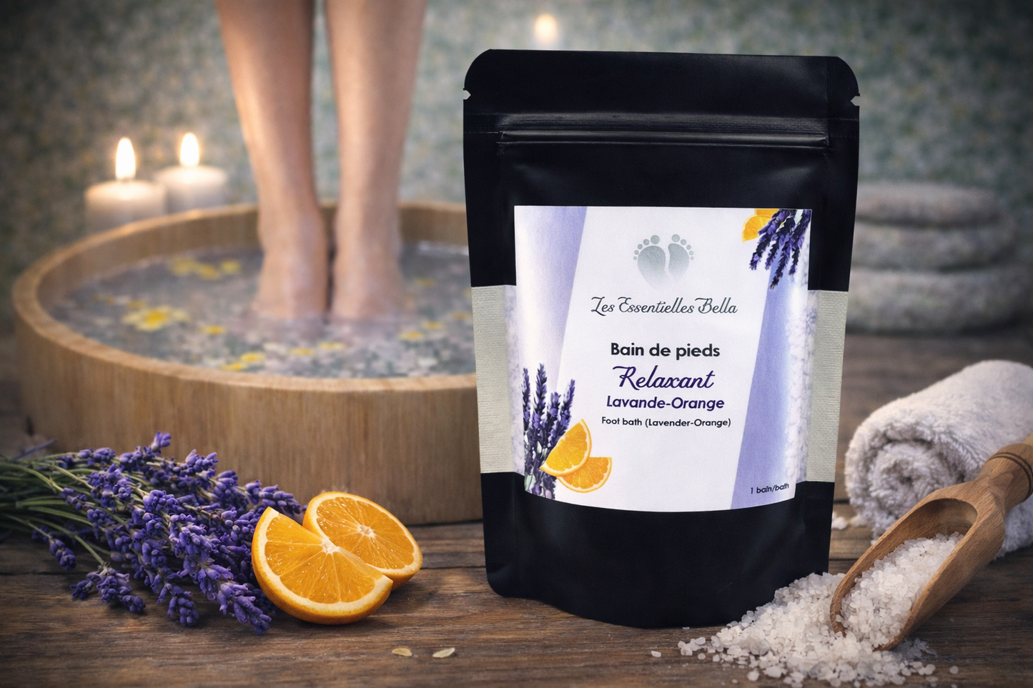 Bain de pieds (Lavande & orange) -Foot bath (Lavender and orange)
