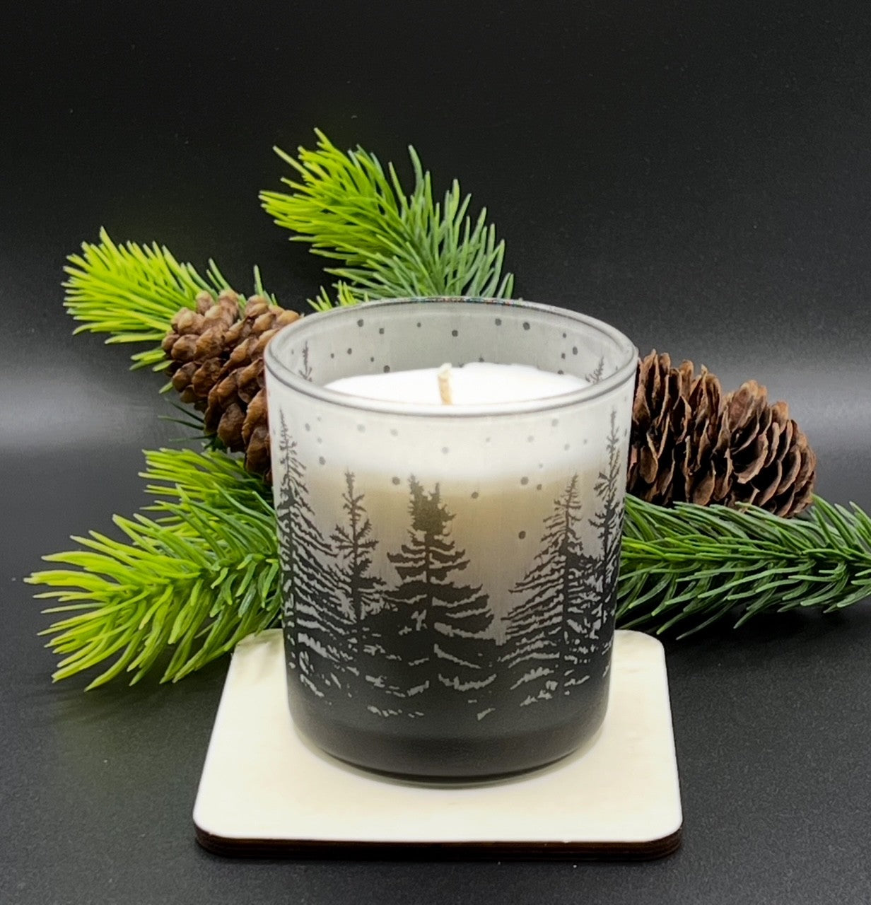 Chandelle de soya naturel (Chandelle La sapinière, verre sapin)