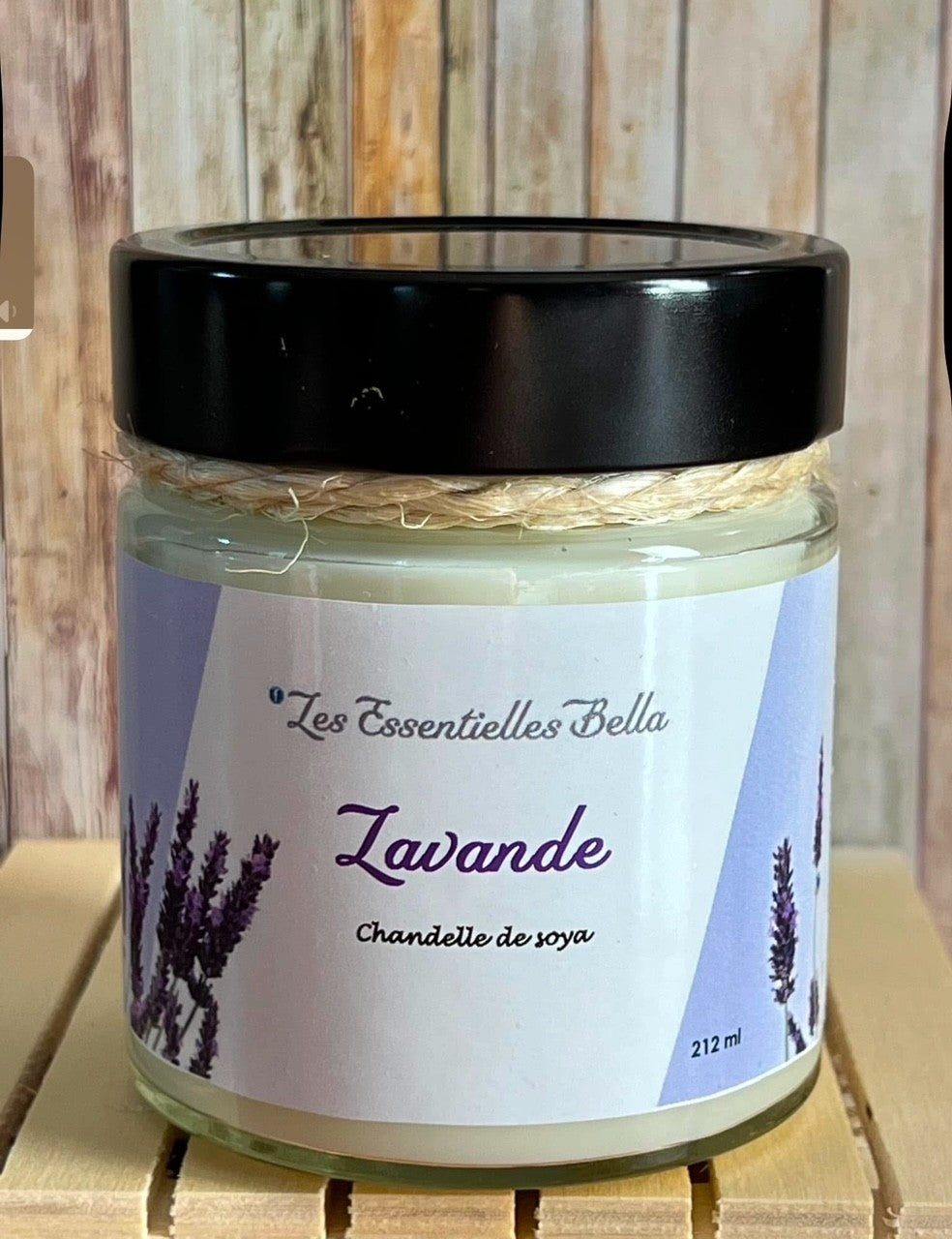Chandelle de soya naturel (Lavande)
