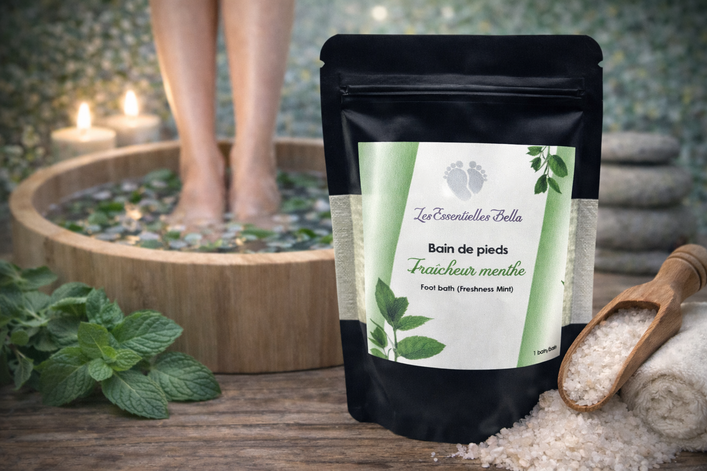 Bain de pieds (Fraicheur de menthe) -Foot bath (Mint freshness)