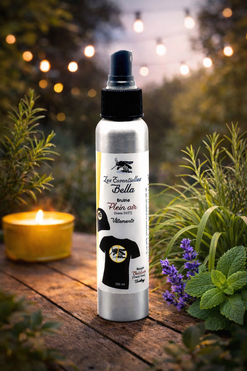 Bruine plein air pour vêtement sans DEET (Brown outdoor spray for clothing without DEET)