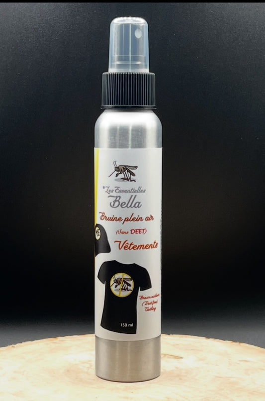 Bruine plein air pour vêtement sans DEET (Brown outdoor spray for clothing without DEET)