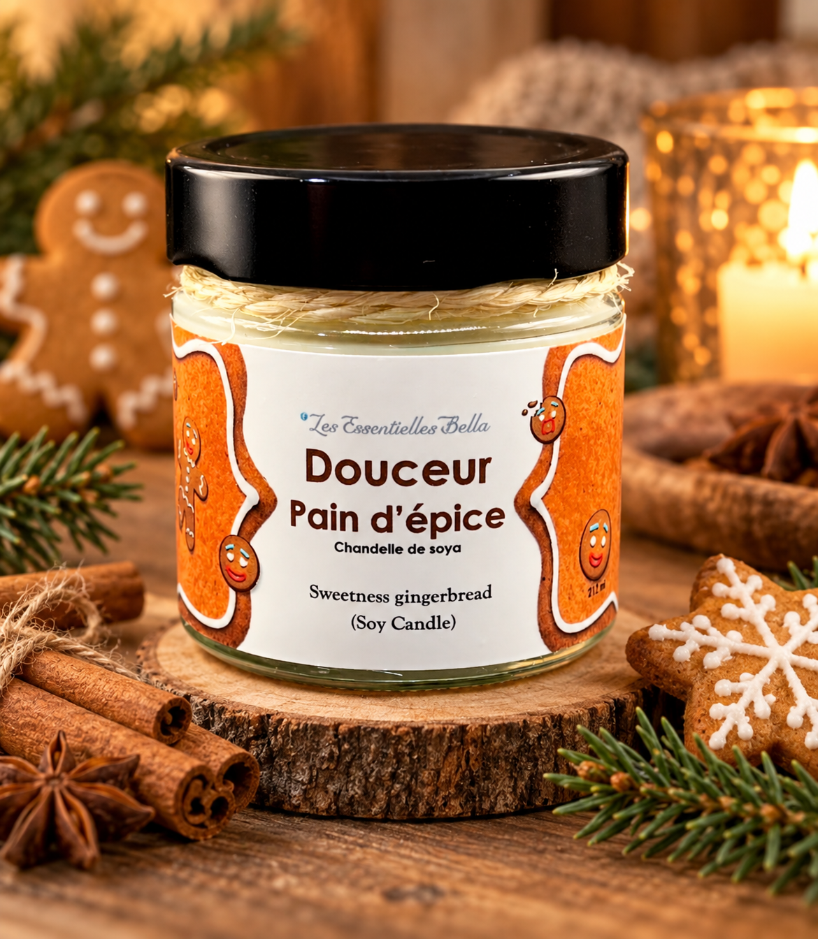 Chandelle de soya naturel (Douceur pain d'épice)